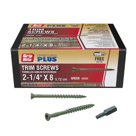 Grip-Rite Deck Screw, #8 x 2-1/4 in, Trim Head, Torx Drive L214STH1